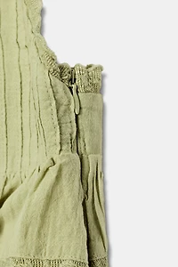 EMBROIDERED RUFFLED CHIFFON TOP