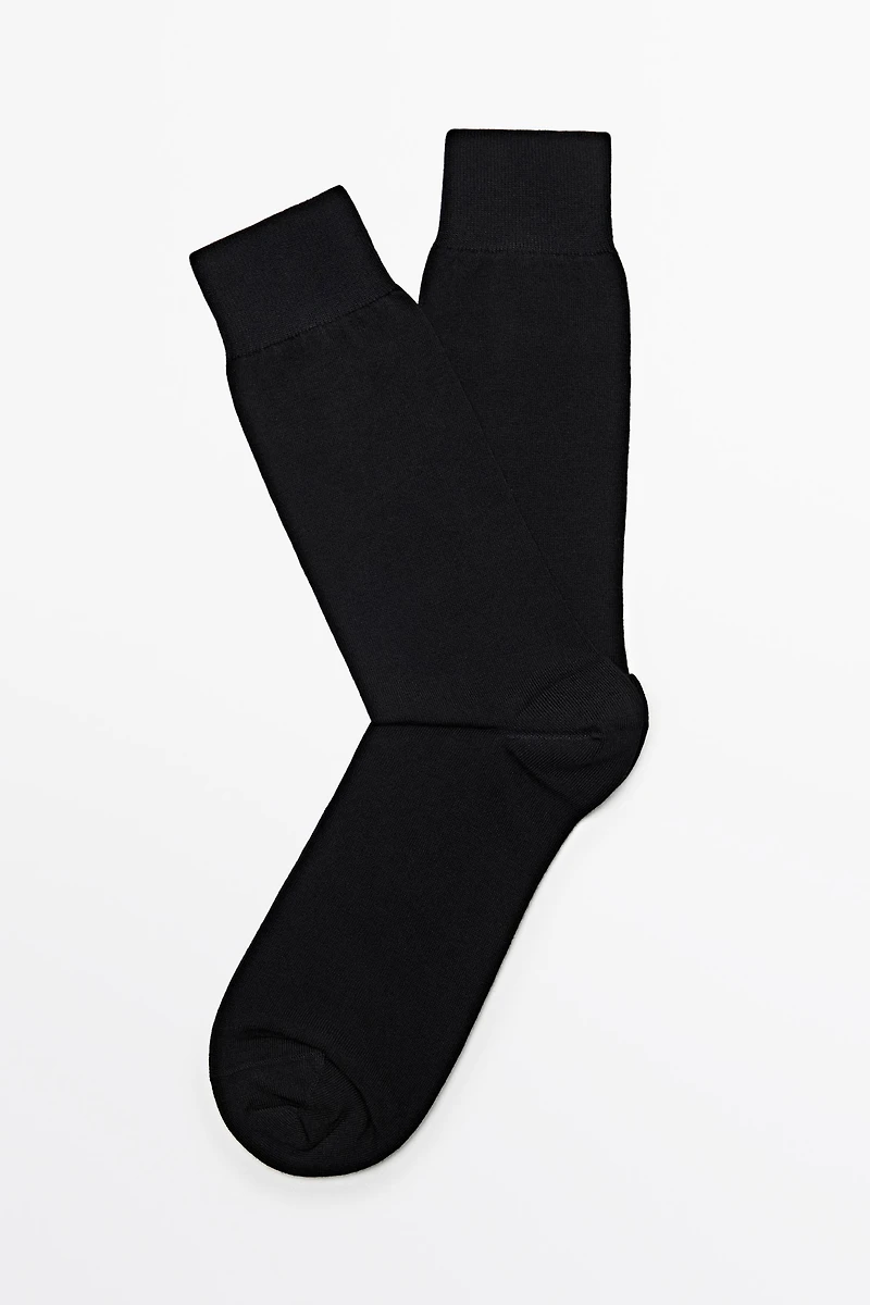 Plain cotton blend knit socks