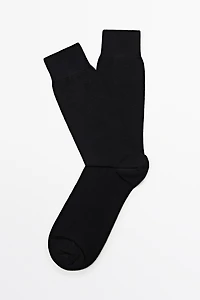 Plain cotton blend knit socks