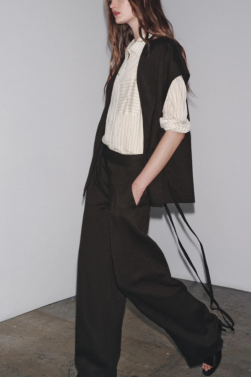 PLEATED LINEN BLEND PANTS ZW COLLECTION