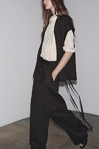 PLEATED LINEN BLEND PANTS ZW COLLECTION