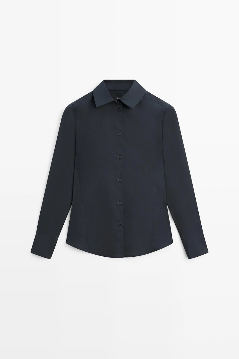 Cotton blend poplin shirt