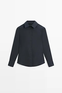 Cotton blend poplin shirt