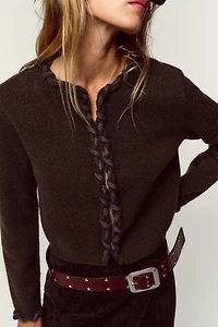 INTERWOVEN TRIM CARDIGAN