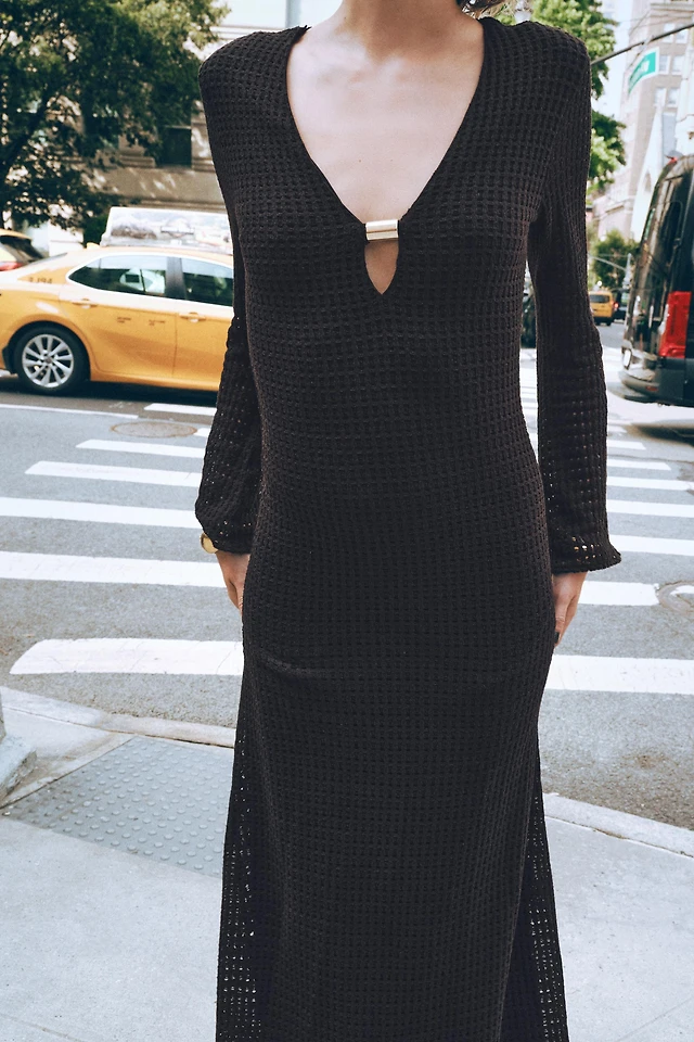 Zara MIDI CROCHET DRESS WITH HARDWARE | Place Rosemre