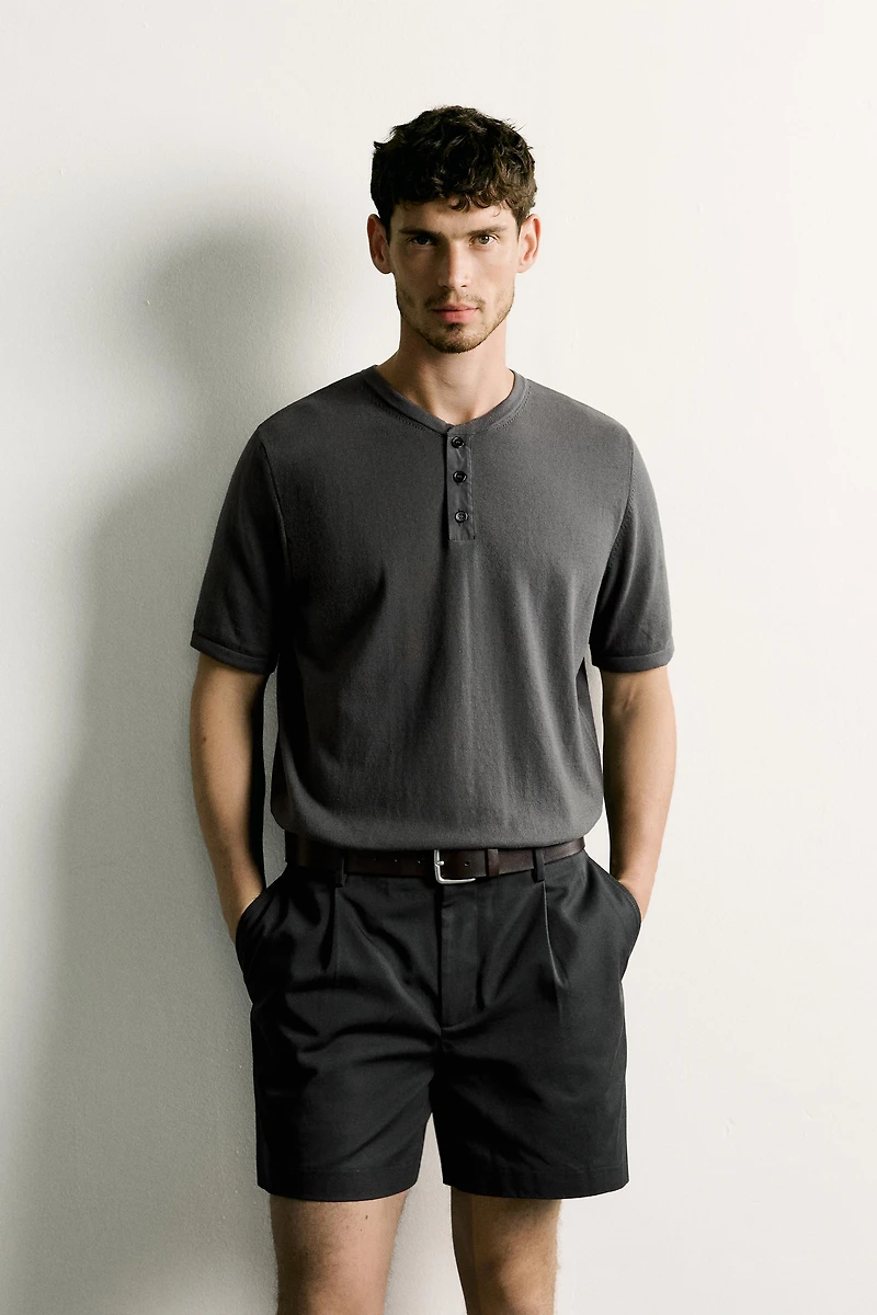 KNIT HENLEY T-SHIRT
