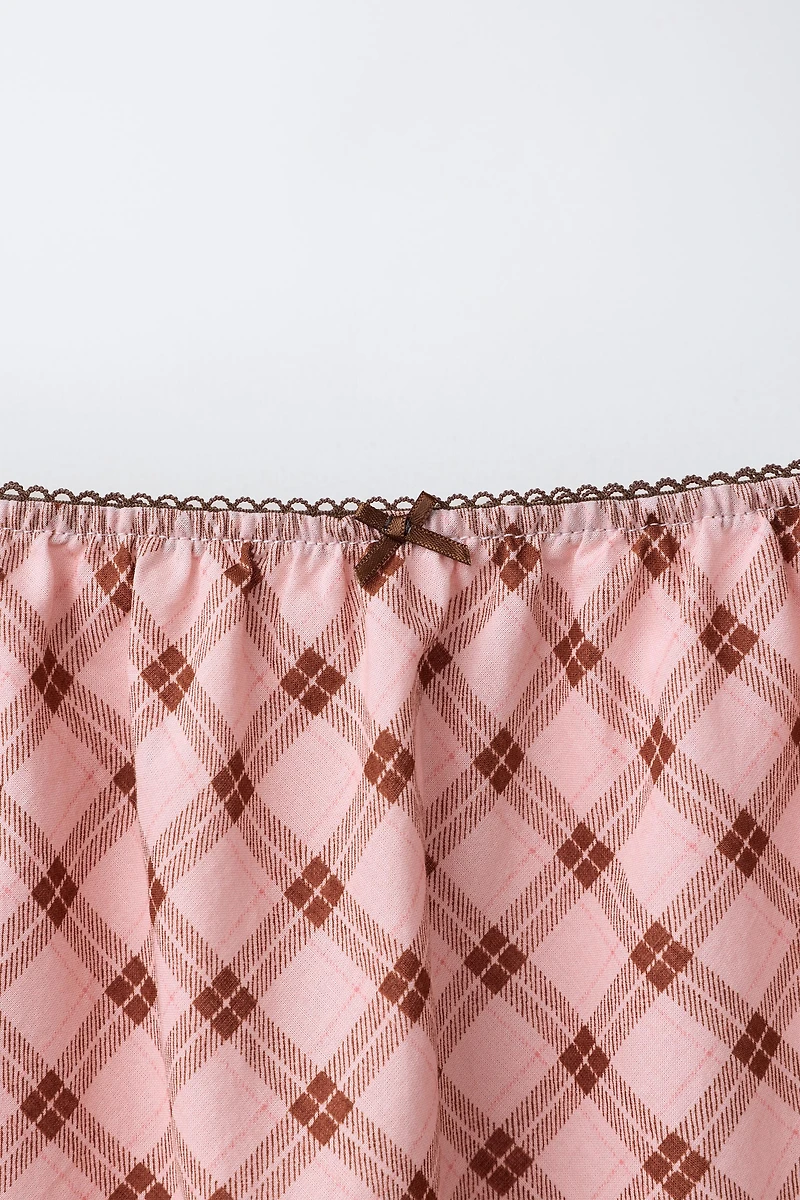 PLAID MIDI SKIRT