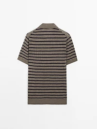 Polo en maille à rayures et manches courtes