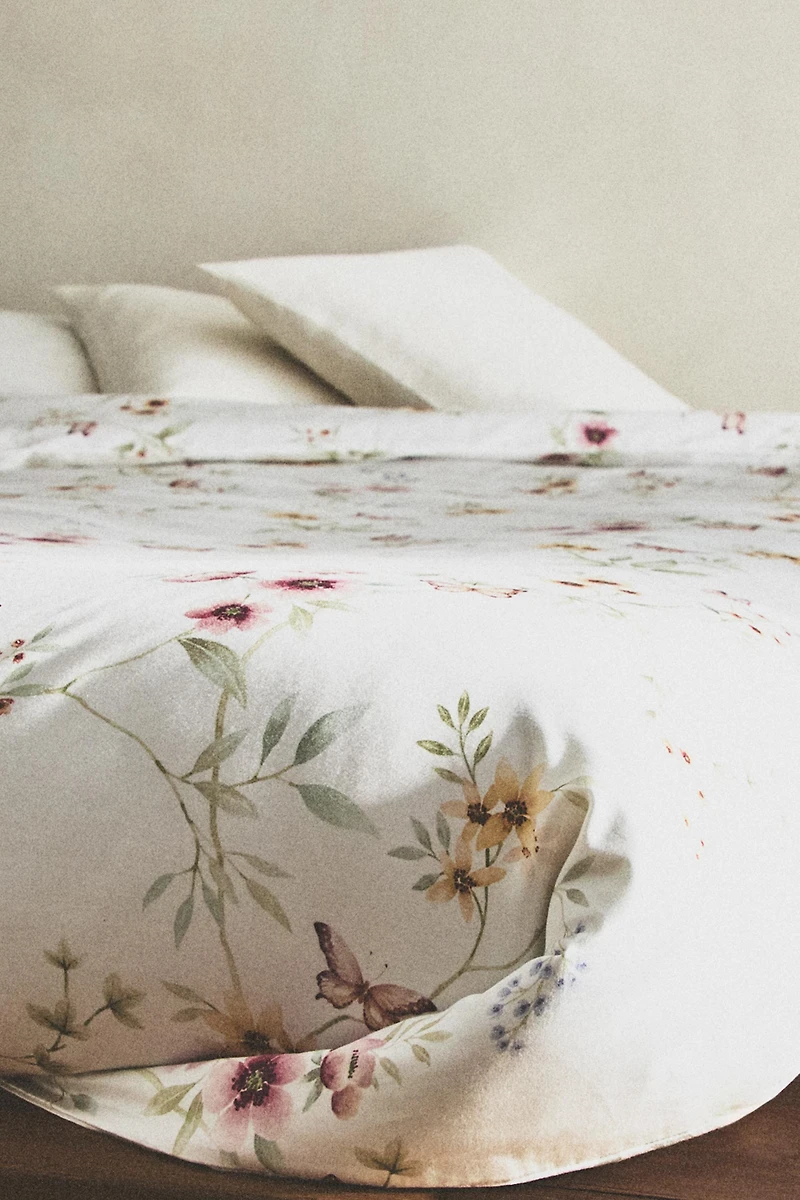 HOUSSE DE COUETTE SATIN IMPRIMÉ FLEUR