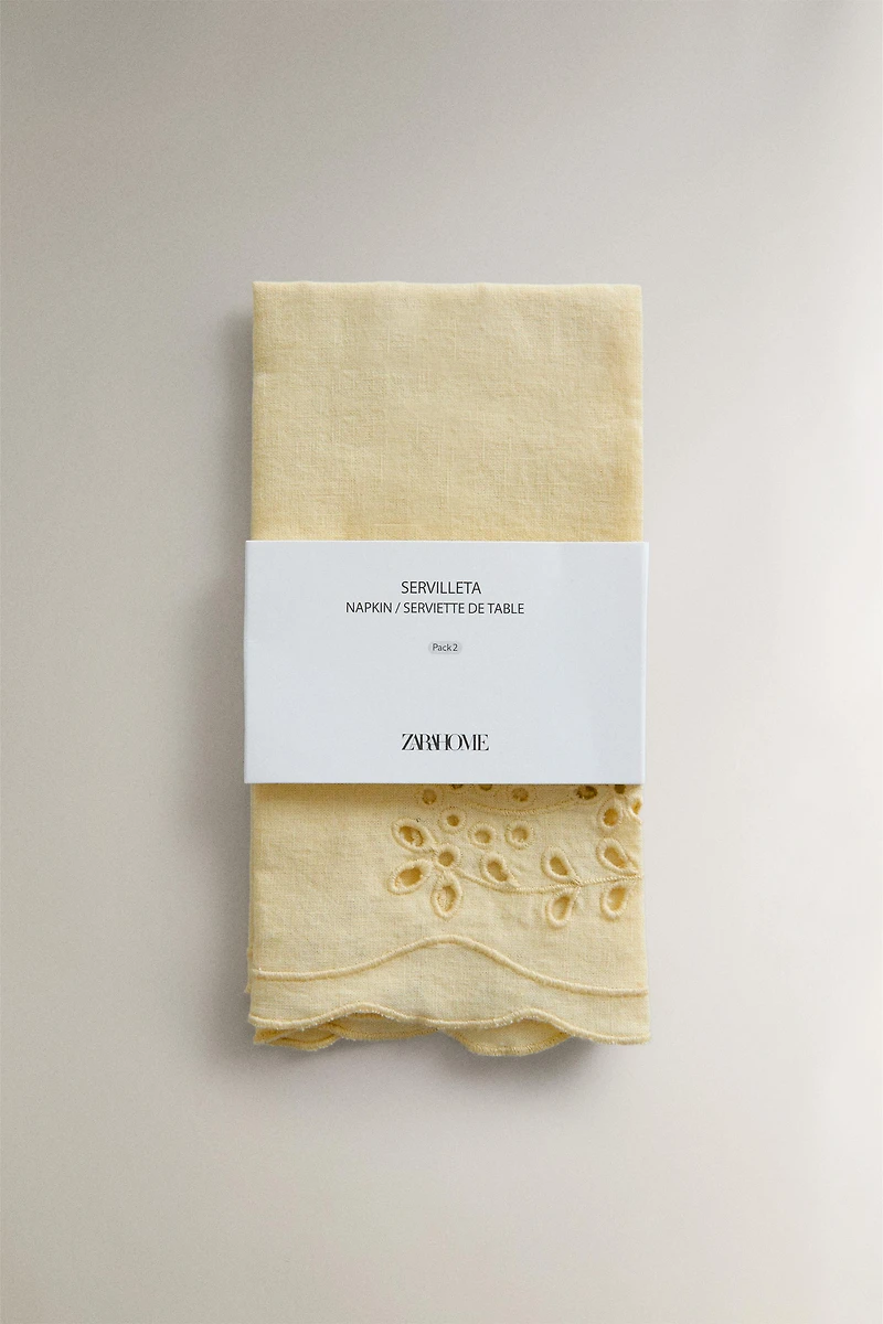 EMBROIDERED LINEN NAPKINS (PACK OF 2)
