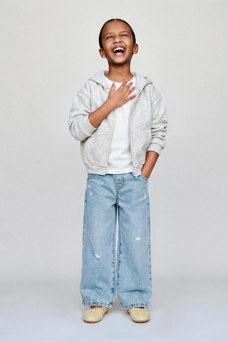 WIDE LEG RIPPED JEANS