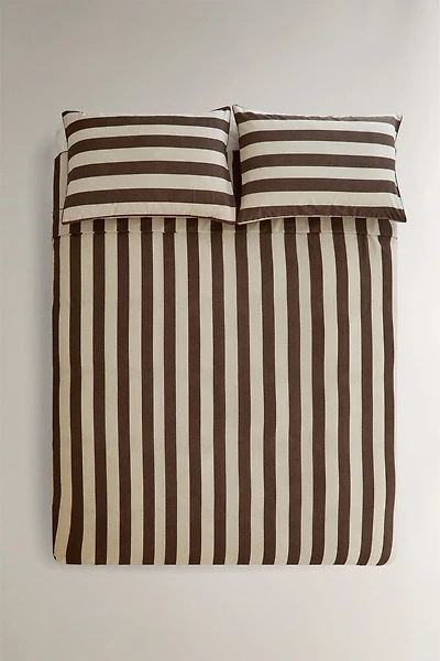 FADED STRIPED COTTON DUVET COVER