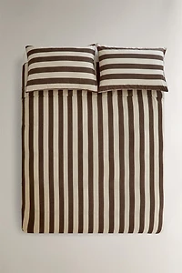 FADED STRIPED COTTON DUVET COVER