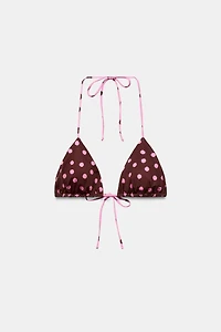 HAUT DE BIKINI TRIANGLE IMPRIMÉ À POIS