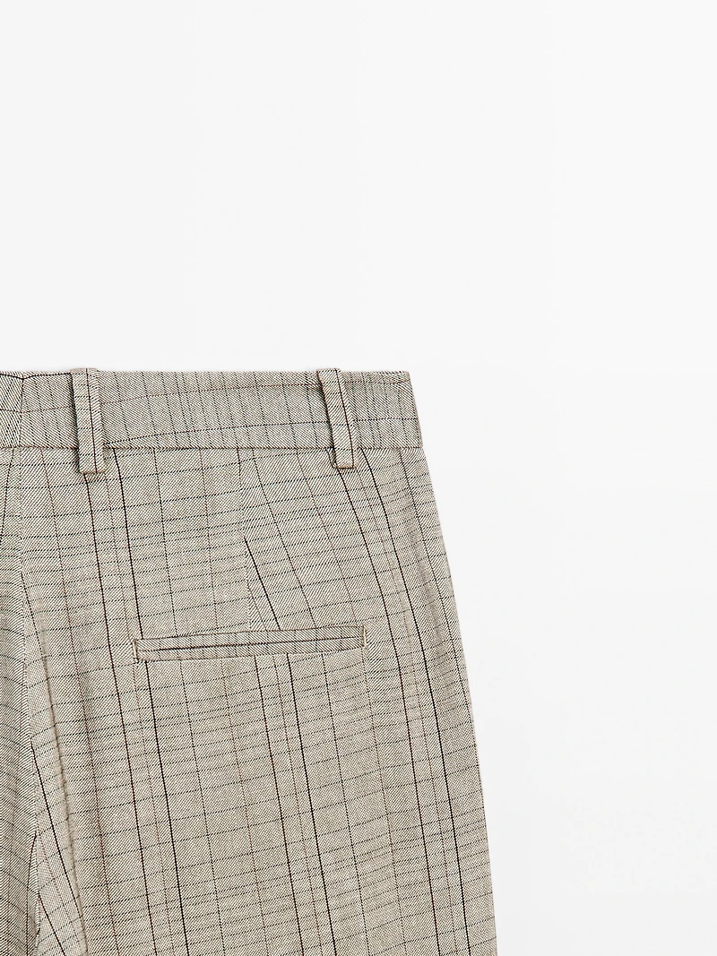 Check print suit trousers