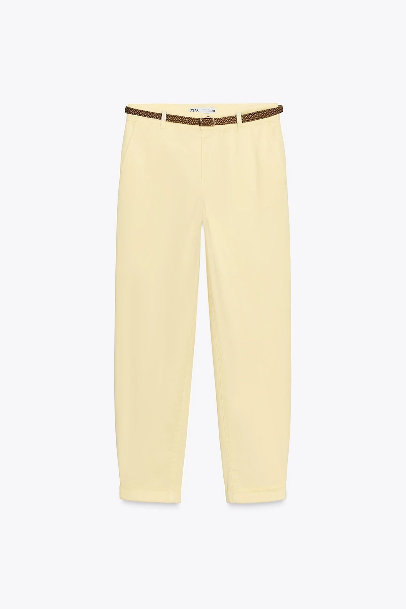 BRAIDED BELTED CHINO PANTS