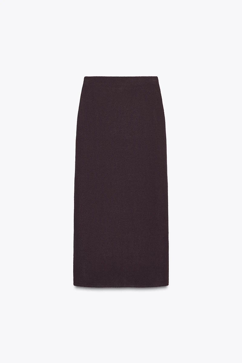 CUT-OUT KNIT MIDI SKIRT