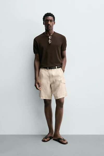 SHORT CARGO REGULAR FIT 100% LIN