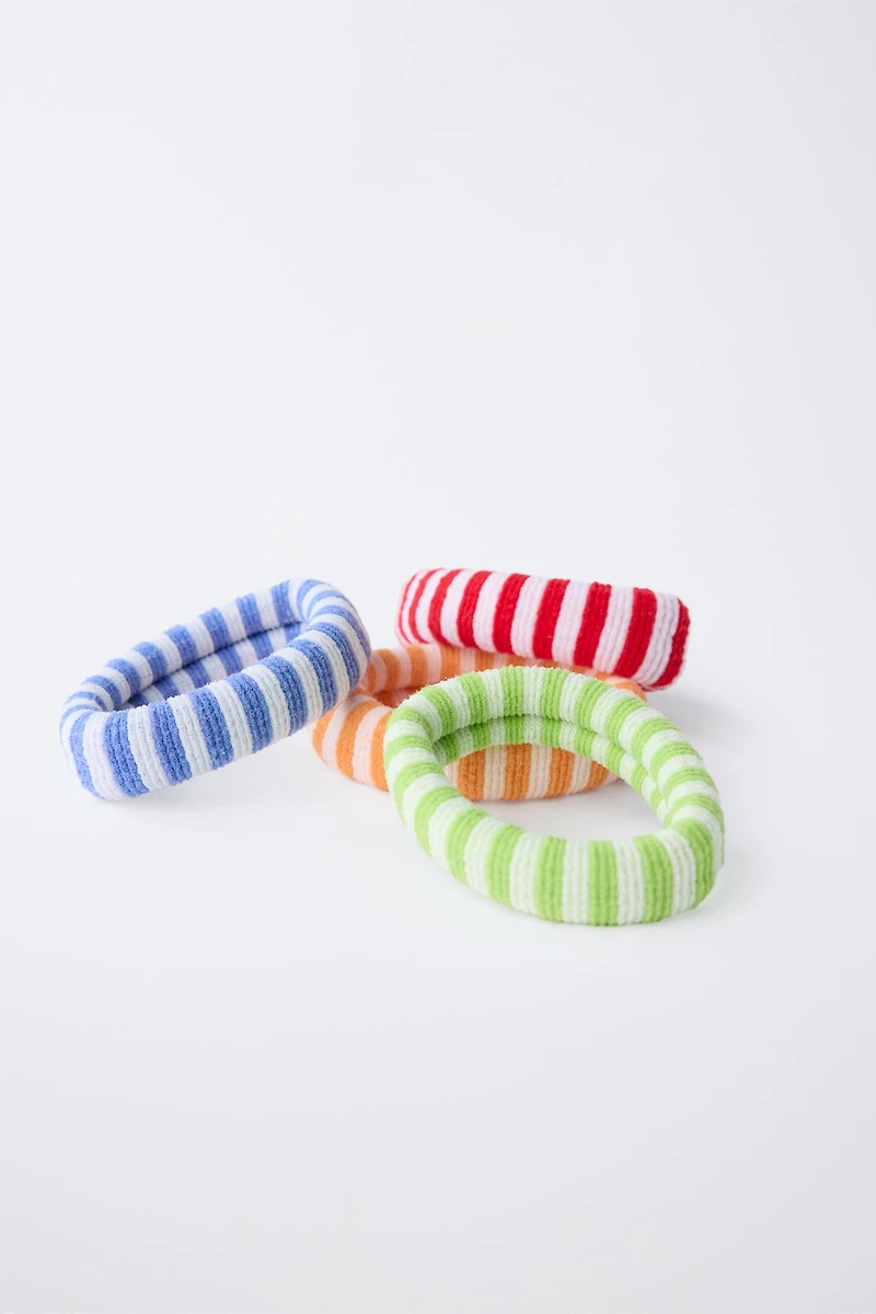 FOUR-PACK OF STRIPED SCRUNCHIES