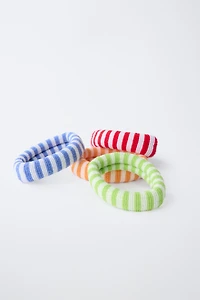 FOUR-PACK OF STRIPED SCRUNCHIES