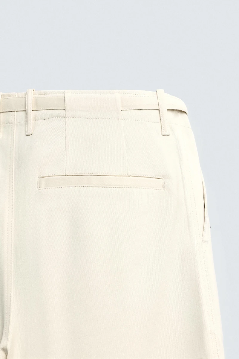 TWILL TEXTURED BELT PANTS