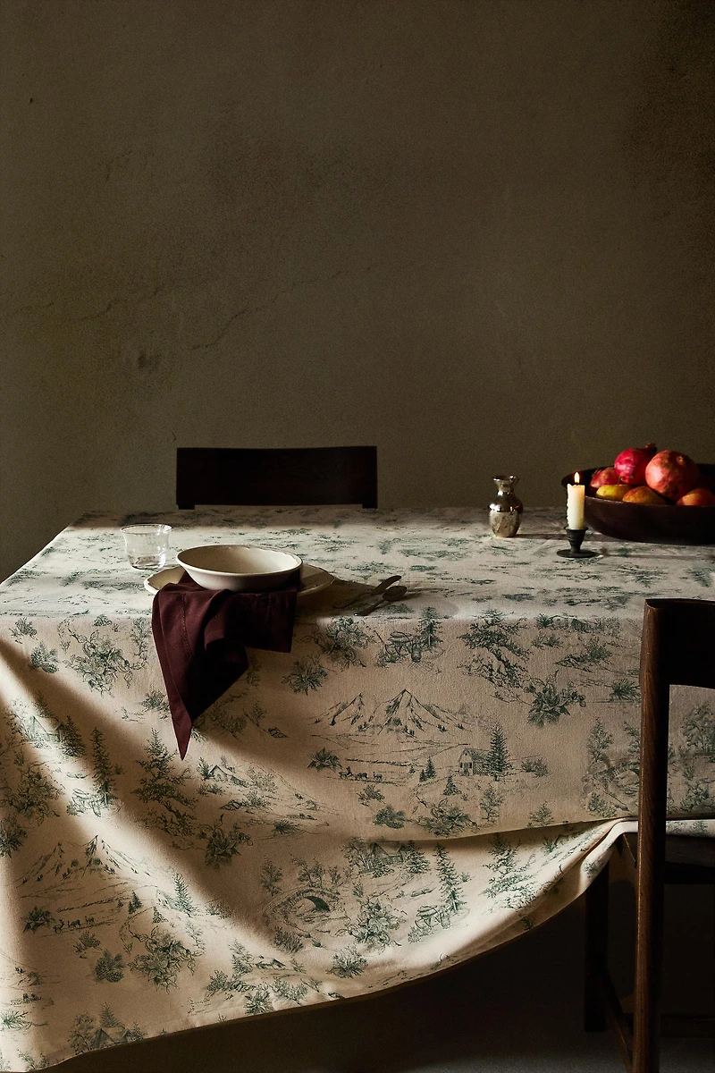TOILE DE JOUY CHRISTMAS COTTON TABLECLOTH