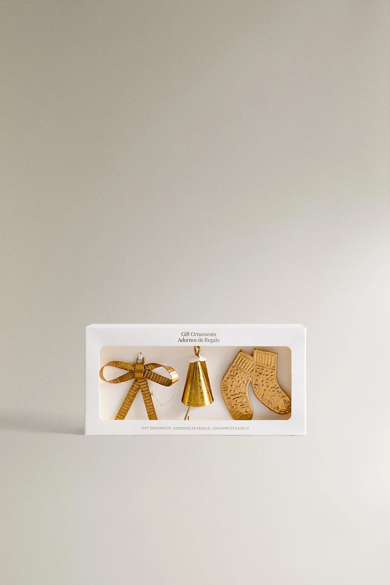 SET OF CHRISTMAS ACCESSORY METAL GIFT ORNAMENTS (SET OF 3)
