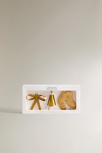 SET OF CHRISTMAS ACCESSORY METAL GIFT ORNAMENTS (SET OF 3)