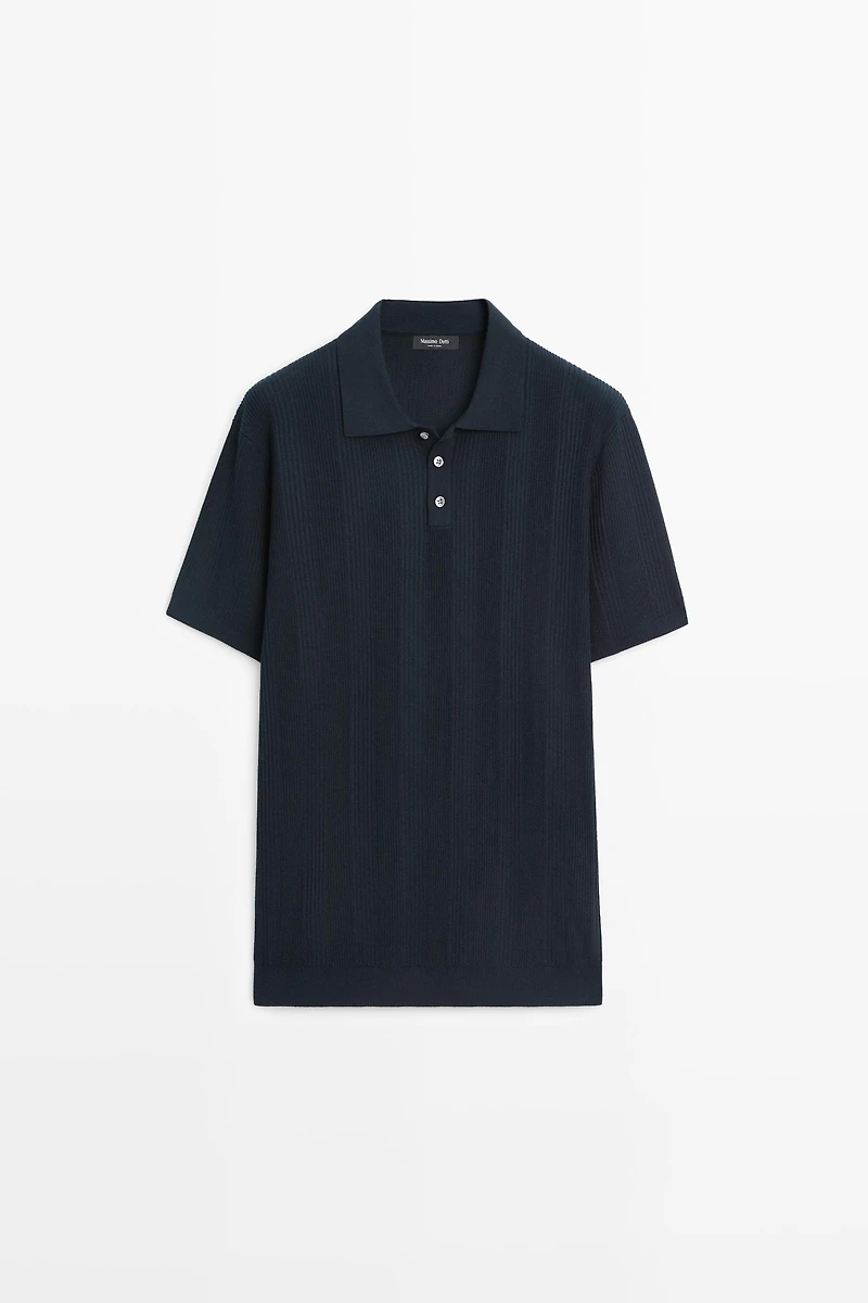 Polo rayé en maille texturée 100 % coton