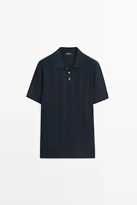 Polo rayé en maille texturée 100 % coton