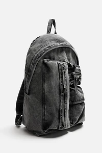 SAC À DOS EN DENIM EFFET DÉLAVÉ