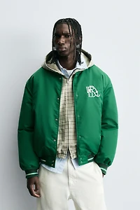 CONTRAST EMBROIDERY BOMBER JACKET