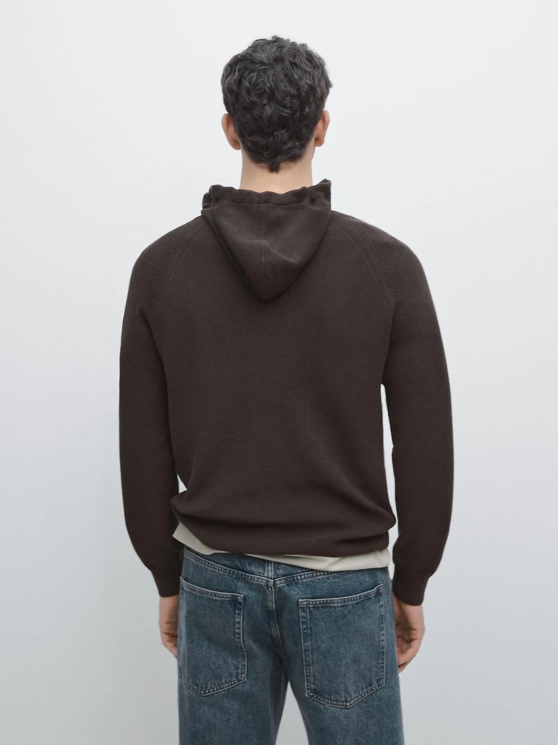 Cotton knit hoodie