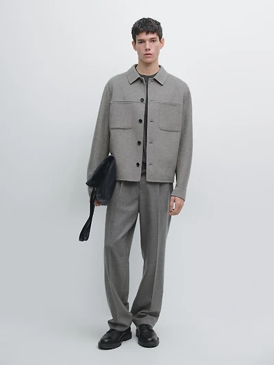 Wool blend overshirt with pockets