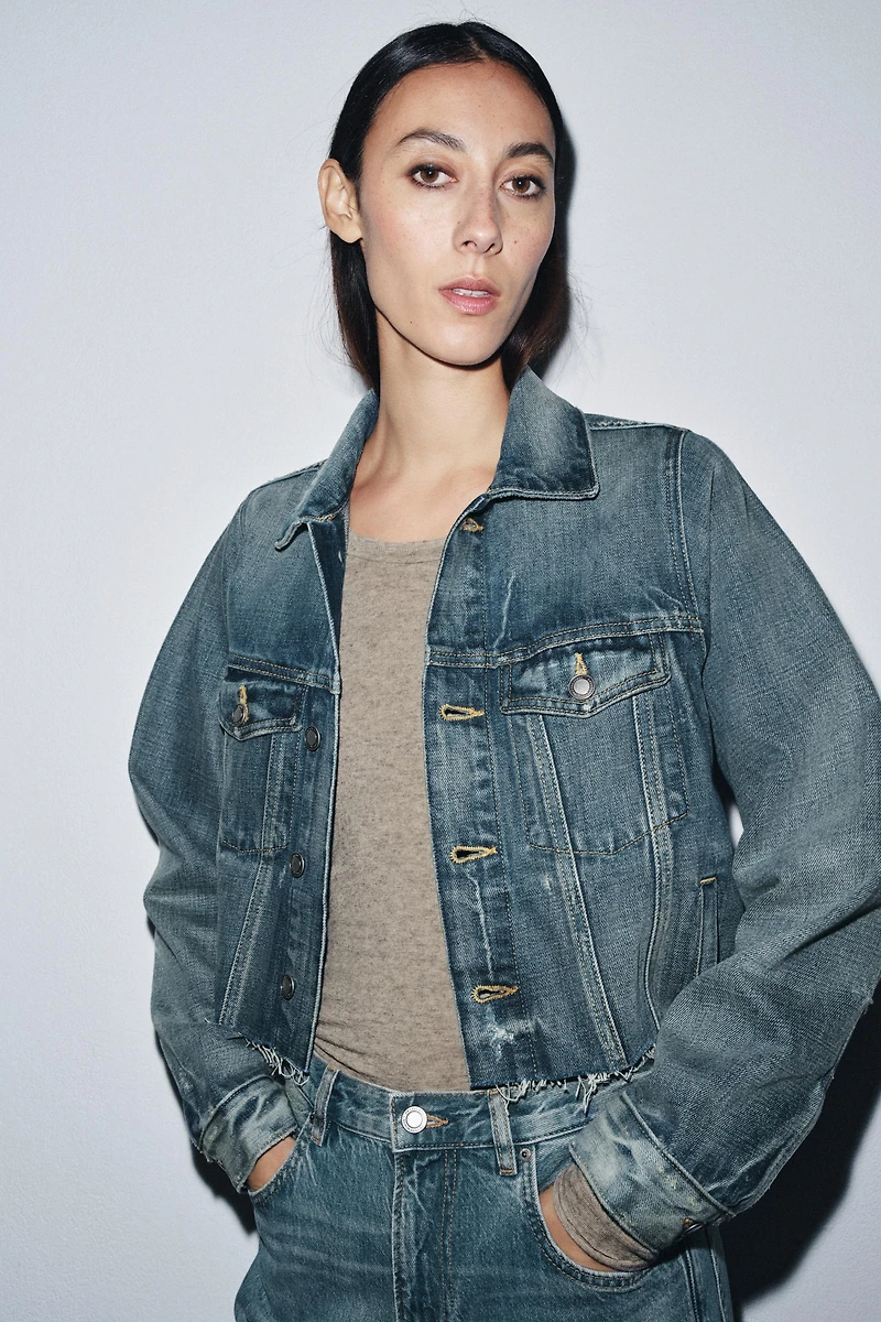ZW COLLECTION CROPPED DENIM JACKET