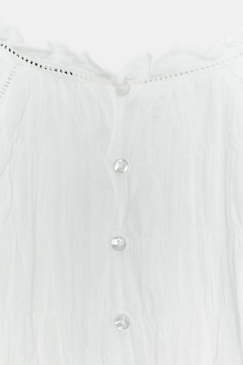 CHEMISE ROMANTIQUE NID D'ABEILLE