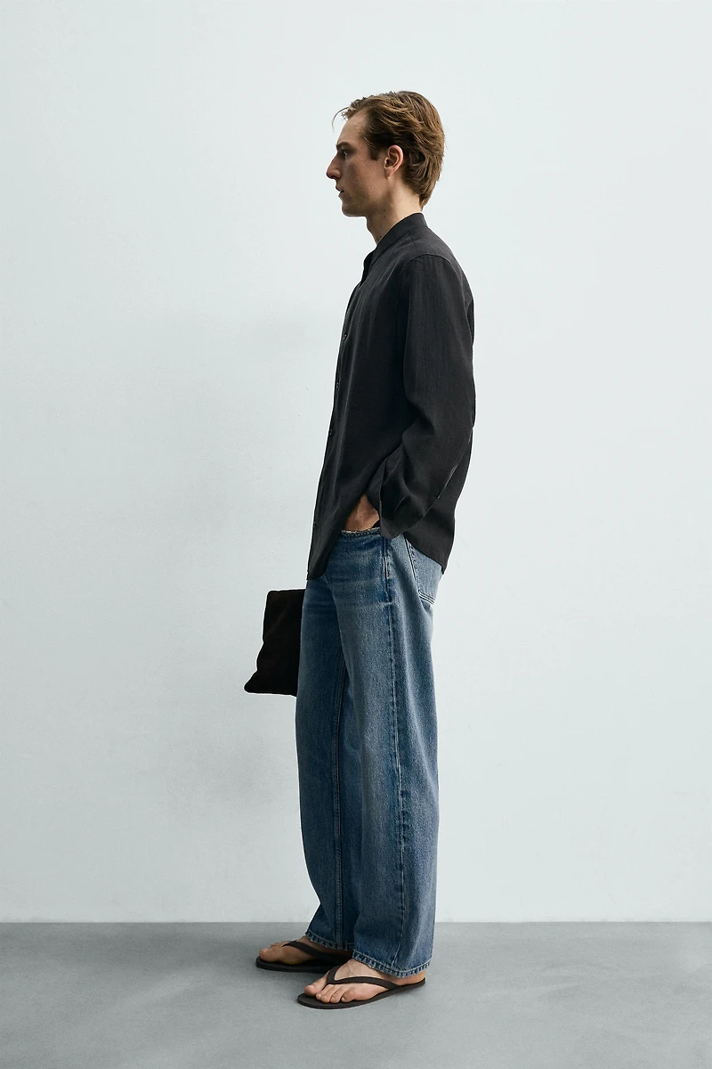 FLOWY BAND COLLAR SHIRT