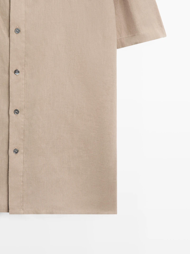 Regular fit short sleeve linen shirt