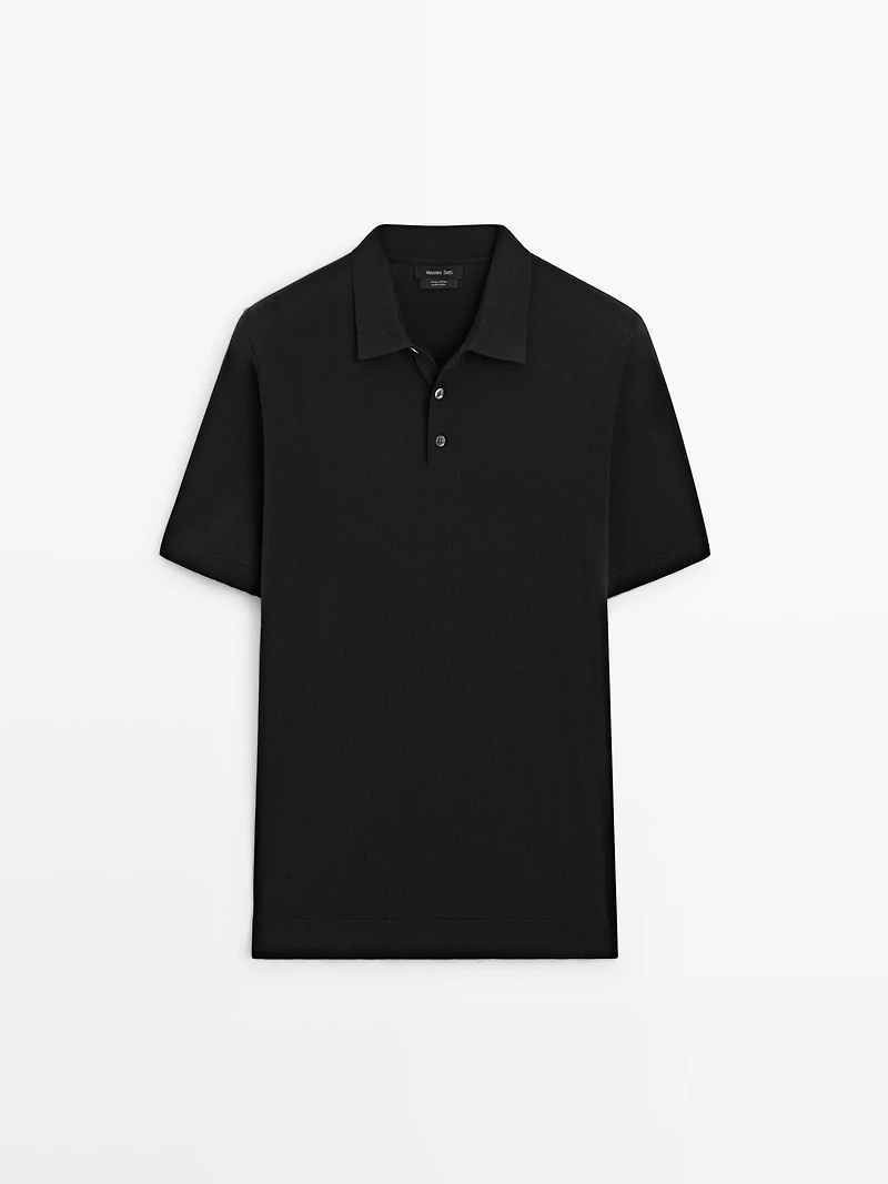 Short sleeve cotton knit polo shirt