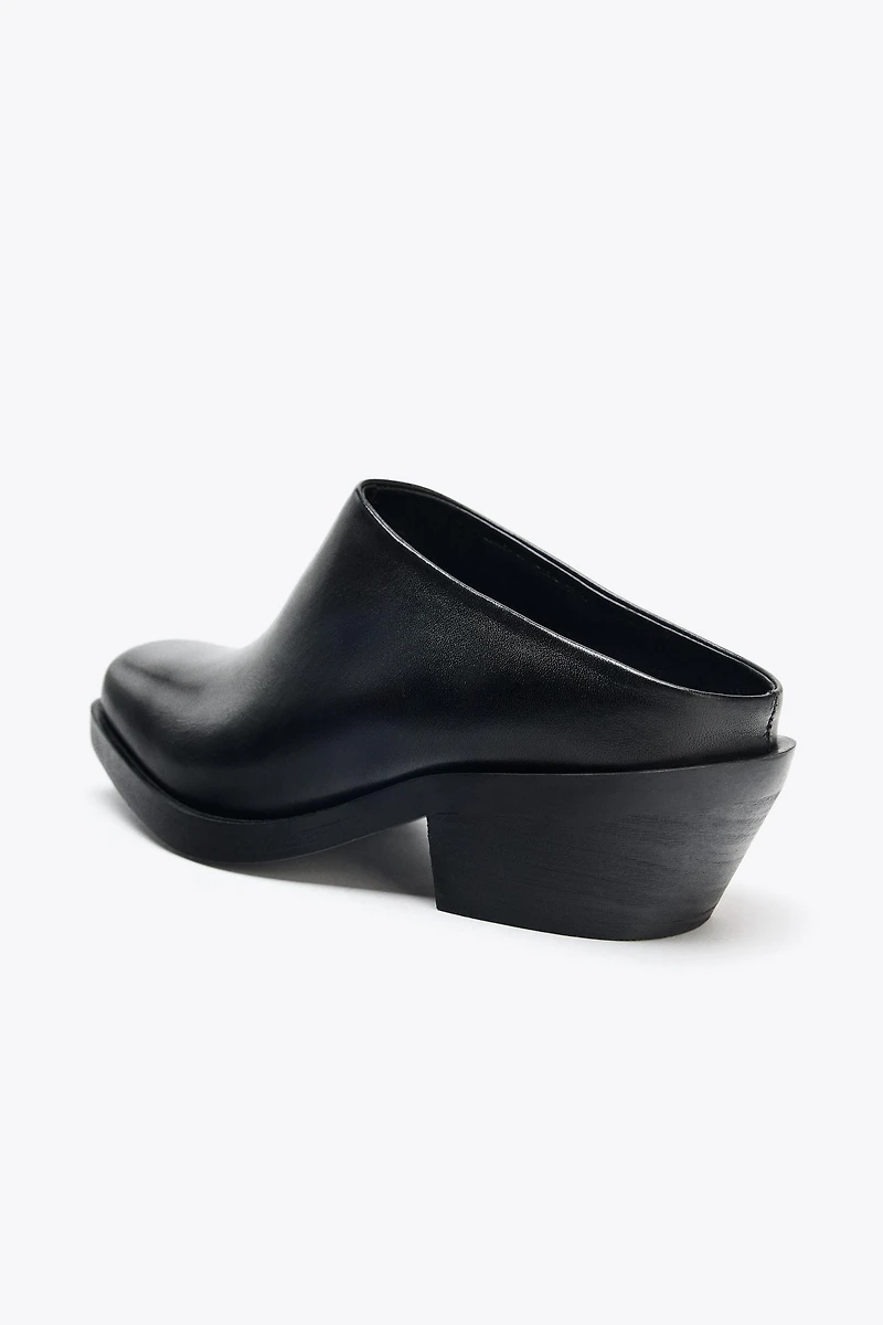 LEATHER BIKER CLOGS