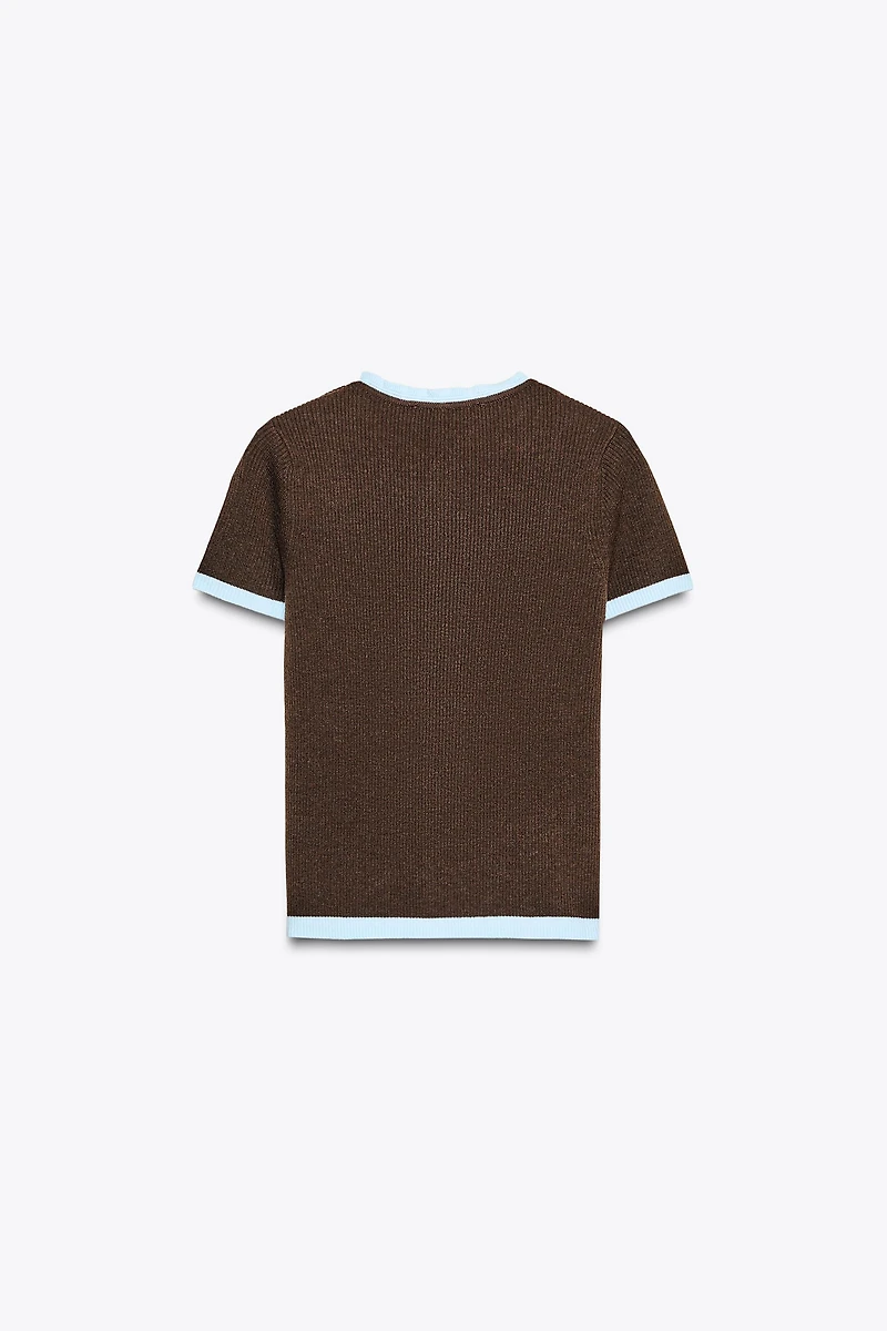 VESTE COMBINÉE EN MAILLE À MANCHES COURTES
