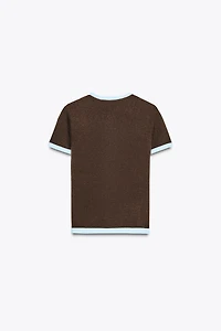 VESTE COMBINÉE EN MAILLE À MANCHES COURTES