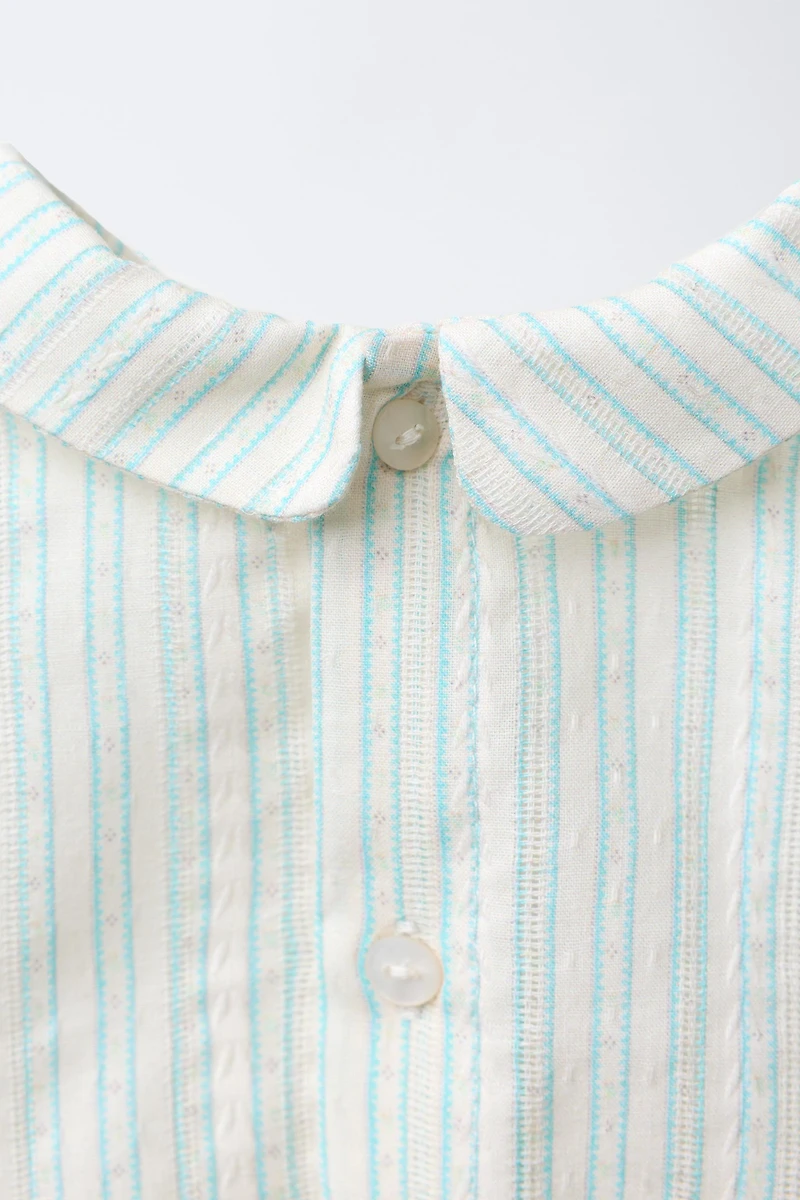STRIPED JACQUARD SHIRT AND BLOOMERS SET