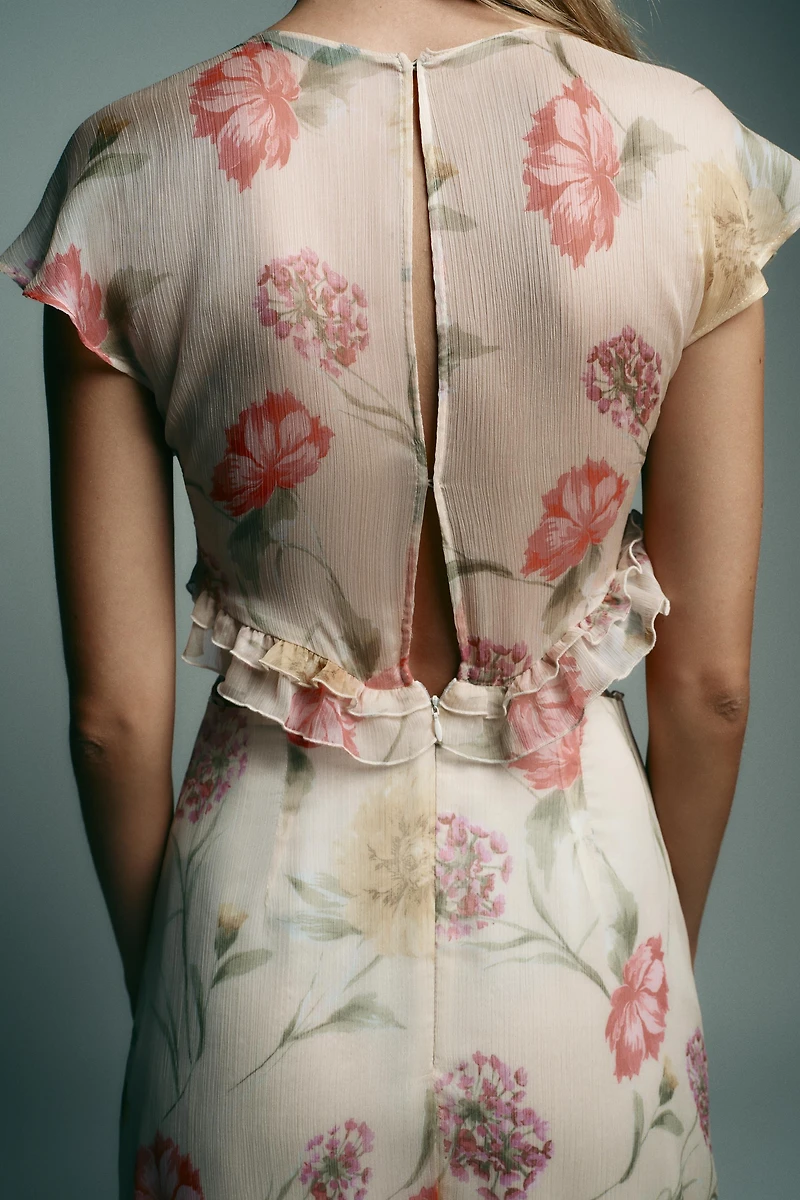 FLORAL PRINT CUT OUT MIDI DRESS