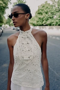 COMBINED OPENWORK EMBROIDERED DRESS