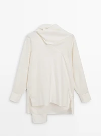 Silk blend blouse with tie detail - LIMITED