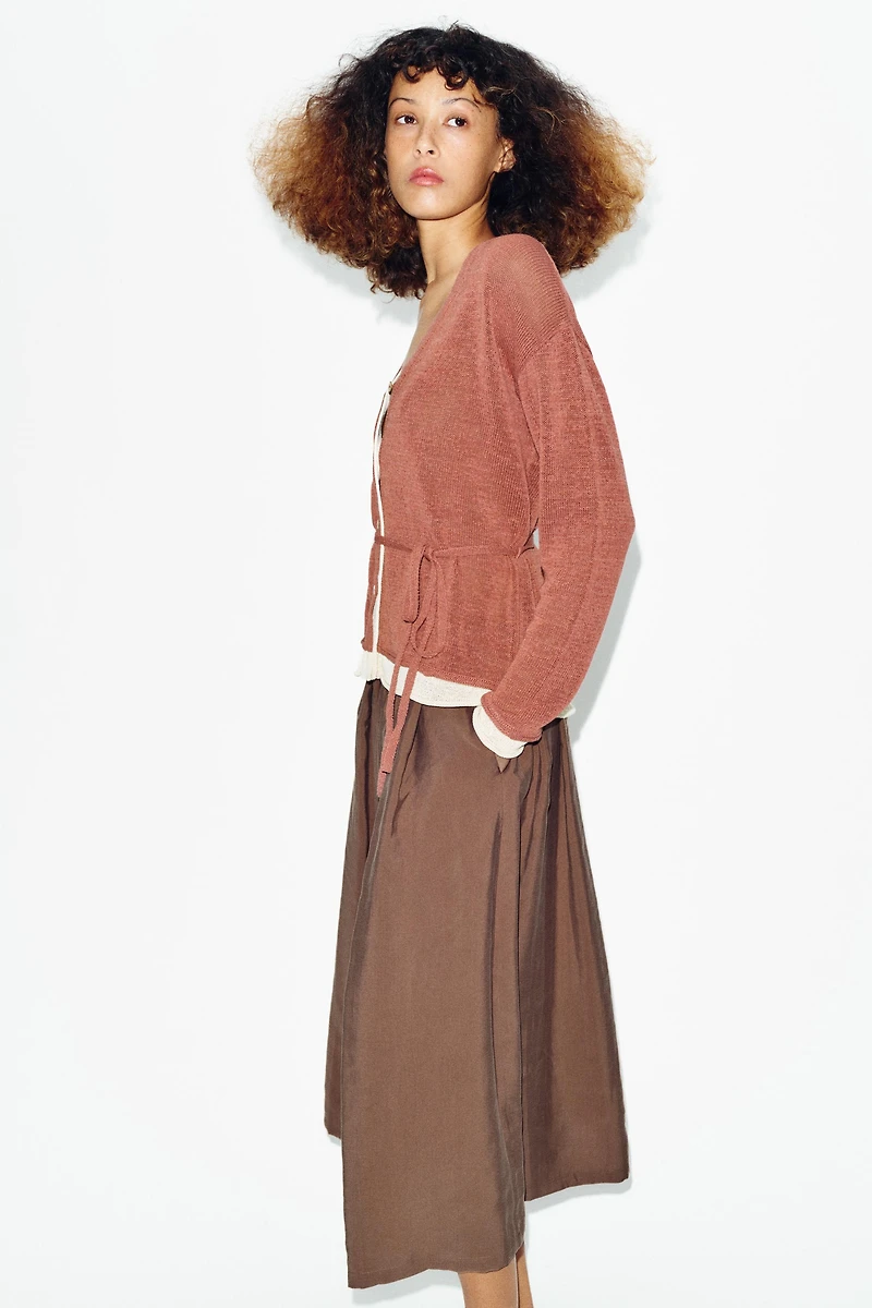 COMBINATION KNIT JACKET WITH BELT
