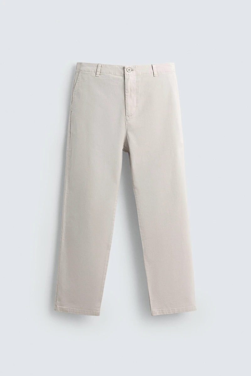 STRAIGHT FIT TWILL PANTS