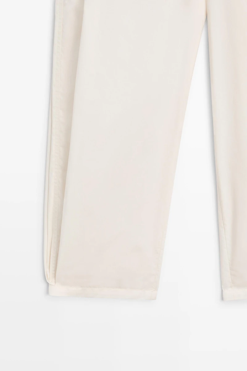 Cotton blend pants with tie detail