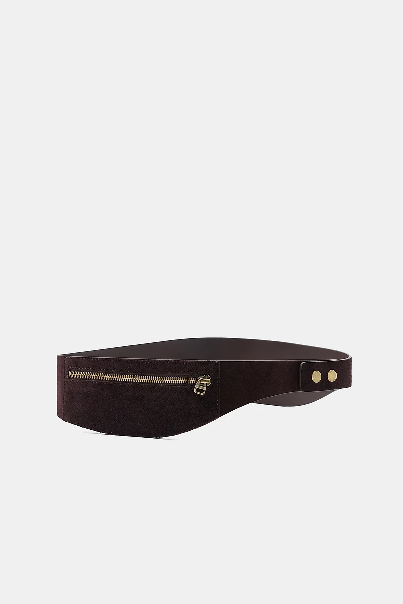 100% SUEDE LEATHER WAIST BAG BELT